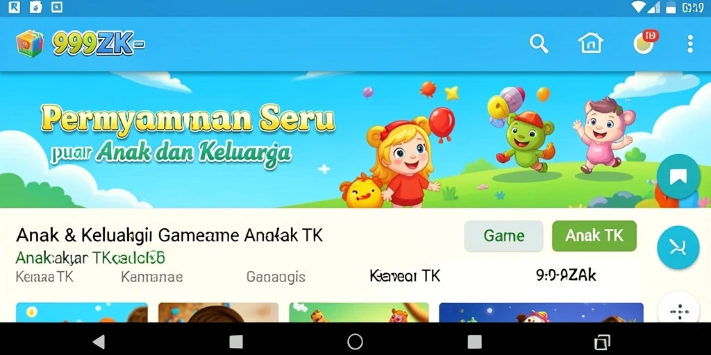 Antarmuka permainan yang cerah dan interaktif untuk anak-anak.