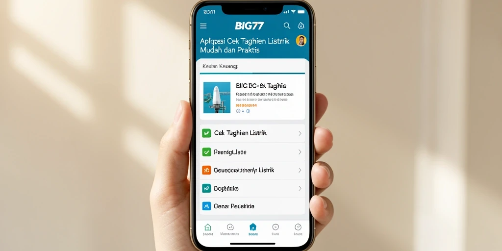 Tampilan antarmuka aplikasi Cek Tagihan Listrik BIG77.