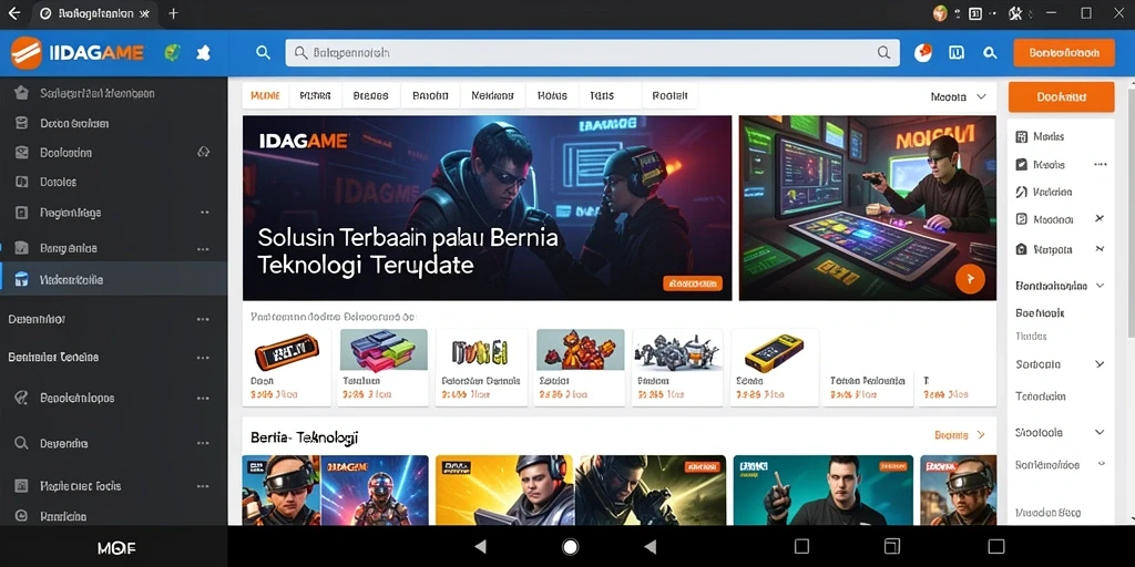 Tampilan antarmuka aplikasi IDAGAME yang modern dan informatif.