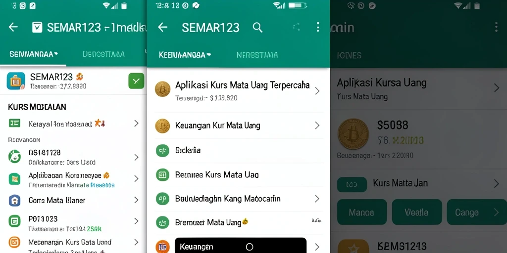 Tampilan antarmuka SEMAR123 dengan fitur Kurs Mata Uang.