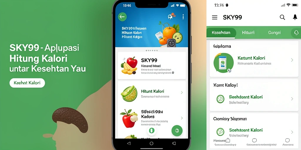 Antarmuka utama SKY99 yang menunjukkan fitur Hitung Kalori.