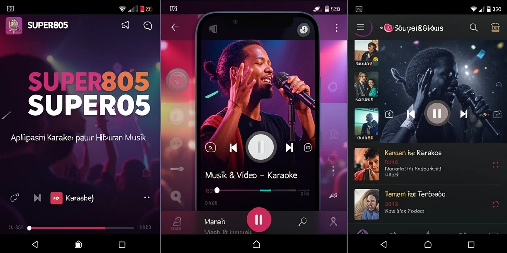 Antarmuka aplikasi SUPER805 yang memudahkan pengguna dalam bernyanyi karaoke.