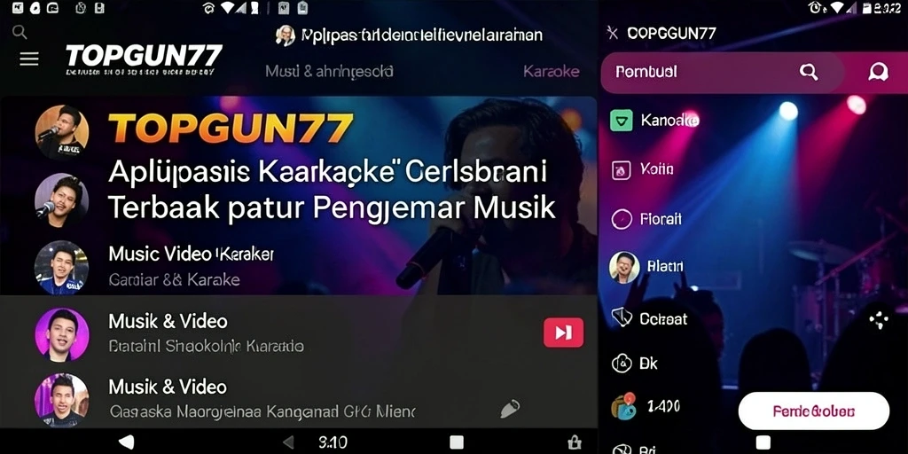 Antarmuka aplikasi TOPGUN77 yang mudah digunakan untuk Karaoke.