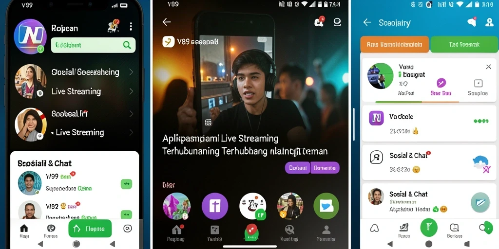 Tampilan antarmuka aplikasi V89 untuk Live Streaming yang menarik.