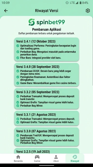 Riwayat Versi Spinbet99: Pembaruan Terbaru dan Fitur